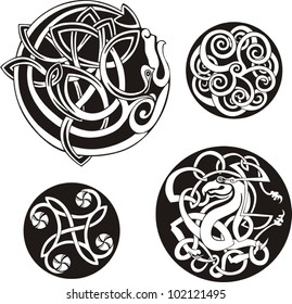 Round Celtic Knots. Vector Set.