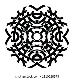 Round Celtic Ornament Intertwined vector illustration. decorative Celtic knots and curls.