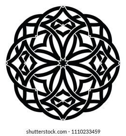 Round Celtic Ornament Intertwined vector illustration. decorative Celtic knots and curls.