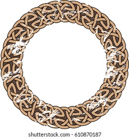 Round Celtic pattern. Element of Scandinavian or Celtic ornament as border or frame. Vector illustration