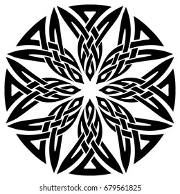 Round Celtic pattern. Element of Scandinavian or Celtic ornament