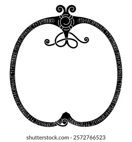 Round Celtic Scandinavian Design, braided pattern in ancient Celtic style of runic symbols. isolated on white, vector illustration