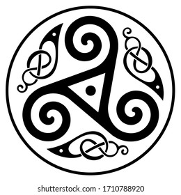 Round Celtic, Scandinavian  Design, isolated on white, vector illustration