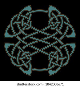 Round Celtic, Scandinavian Design, celtic pattern, isolated on black, vector illustration