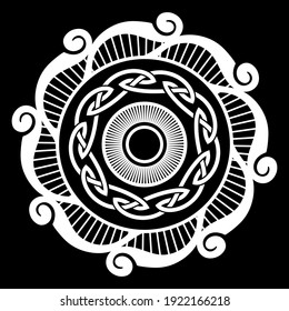 Round Celtic, Scandinavian Design, Celtic pattern, isolated on white, vector illustration