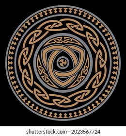 Round Celtic, Scandinavian Design, Celtic pattern, isolated on black, vector illustration