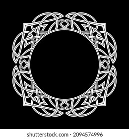 Round Celtic, Scandinavian Design, Celtic pattern, isolated on black, vector illustration