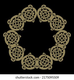 Round Celtic, Scandinavian Design, Celtic pattern, isolated on black, vector illustration