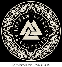 Round Celtic, Scandinavian Design, Celtic pattern, isolated on black, vector illustration