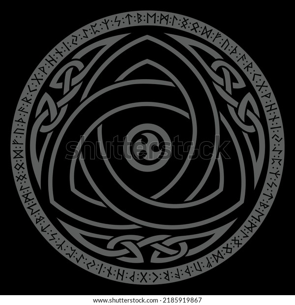 Round Celtic, Scandinavian Design,\
Celtic pattern, isolated on black, vector\
illustration