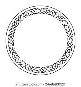 Round Celtic Style Frame. Celtic Or Scandinavian Ornament As Border Or Frame Illustration. Traditional Medieval Frame Pattern Illustration.