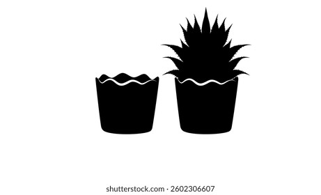 Round Ceramic Planter, black isolated silhouette