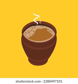 Round Chai Kulhad Graphic on Yellow Background