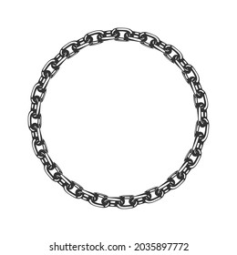 Round chain frame. Flat design. Vector illustration.