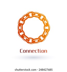 Round chain sign. Strength concept. Connection symbol.