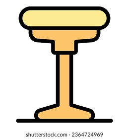 Round chair icon outline vector. Bar stool. High seat color flat