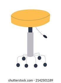 Round chair without backrest height adjustable on wheels. Flat vector illustration. Eps10