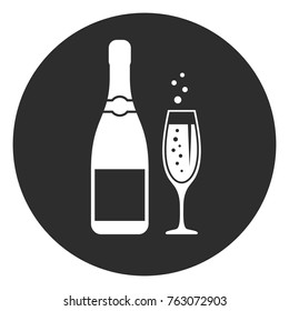 Round champagne vector pictogram illustration isolated on white background