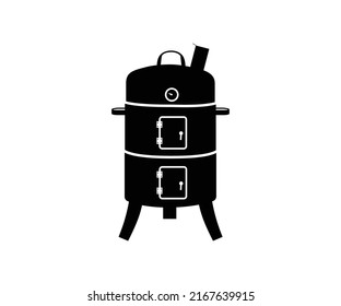 Round Charcoal BBQ Grill Smoker Vector Icon