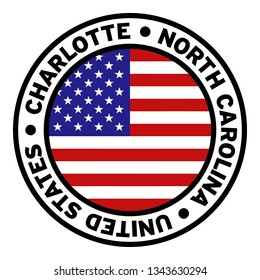 Round Charlotte North Carolina United States Flag Clipart