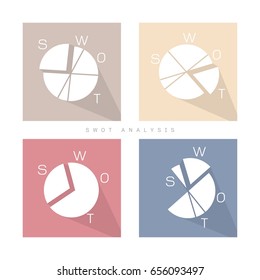 Round Chart of SWOT Analysis Matrix A Structured Planning Method for Evaluate Strengths, Weaknesses, Opportunities and Threats Involved in Business Project. A Foundation Strategy Management Plan.