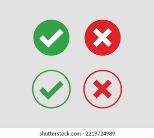 Round check and cross symbols vector Shapes design