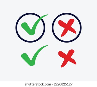 Round check and cross symbols vector