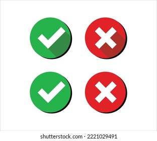 Round check and cross symbols vector signs