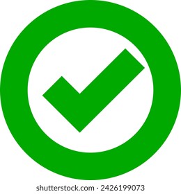 Round check mark icon. Certified. Vector.