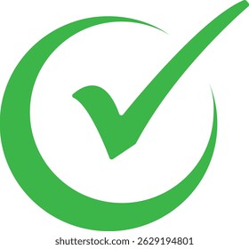 Round check mark symbol. Certification or permission. Vector Ilustration