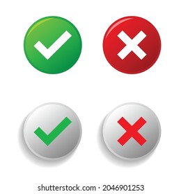 Round checkmark and cross set collection