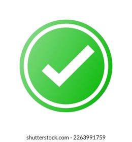 Icono de marca de verificación redonda con gradiente verde. Vector.