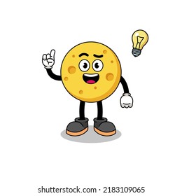 round cheese cartoon with get an idea pose , character design