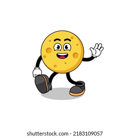 round cheese cartoon walking , character design