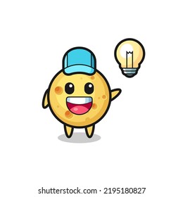 round cheese character cartoon getting the idea , cute style design for t shirt, sticker, logo element