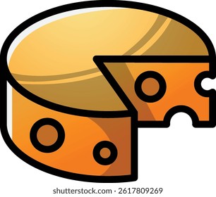 círculo de queijo editável estilo cartoon vetor ícone