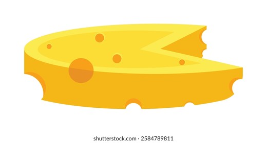 Round Cheese Flat Design On White Background