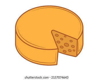 Icono de queso redondo sobre fondo blanco. Ilustración del vector