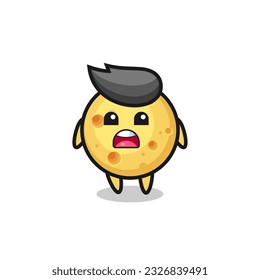 round cheese illustration with apologizing expression, saying I am sorry , cute style design for t shirt, sticker, logo element