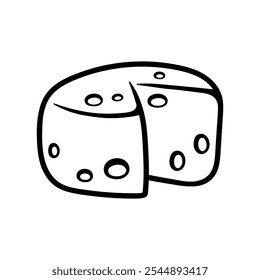 round cheese isolated drawing coloring line art style sketch classic vintage design illustration