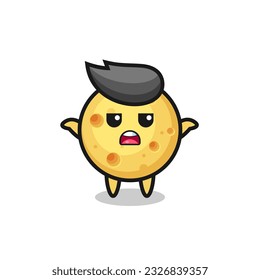 round cheese mascot character saying I do not know , cute style design for t shirt, sticker, logo element