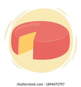 round cheese, milk dairy product cartoon icon vector illustration