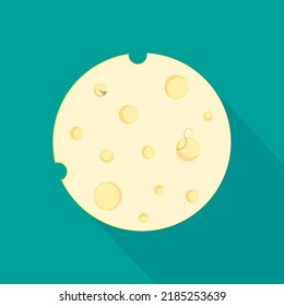 round cheese mouse. Vector illustration. Stock image. 
