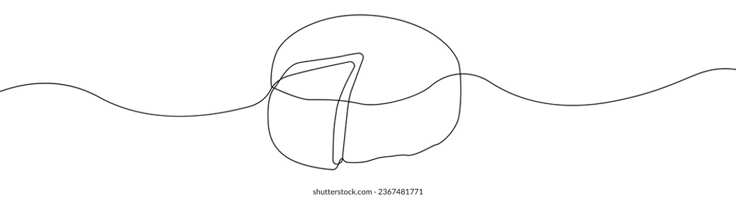 Round cheese one line drawing vector. Cheese continuous line drawing vector. A piece of cheese a single line drawing. Background contour line A Cheese product vector.