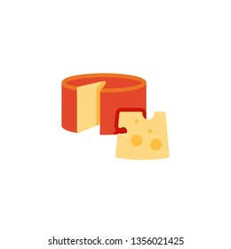 Round cheese sliced flat icon, vector sign, Piece of cheese colorful pictogram isolated on white. Symbol, logo illustration. Flat style design