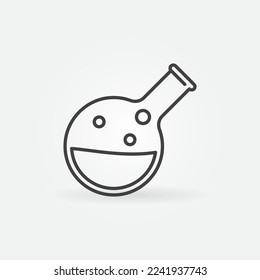 Rundchemie-Flasche, Vektorgrafik-Laborgeräte-Symbol oder Symbol in dünner Linie