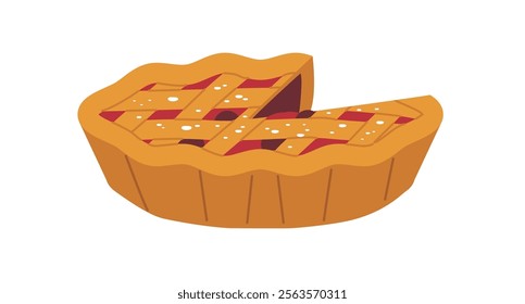 Round cherry pie vector illustration