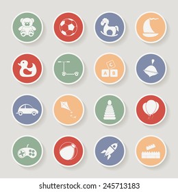 Round children's toys icon set. Vector illustration