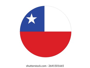 Round Chile Flag Icon – Chile Flag Circular Vector Badge with Standard Colors and National Symbol. Circle Flag Icon of Chile.