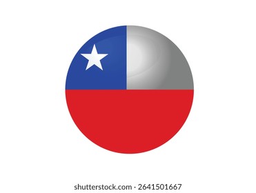 Round Chile Flag Icon – Chile Flag Circular Vector Badge with Standard Colors and National Symbol. Circle Flag Icon of Chile.